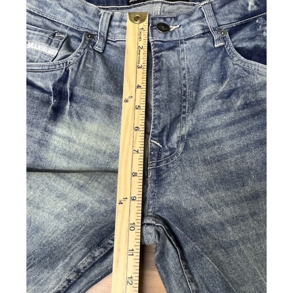 Ecko Unltd Jeans Mens 30 Blue Denim Cotton Stretch Mid Rise Straight Leg Zip Fly - Picture 12 of 15